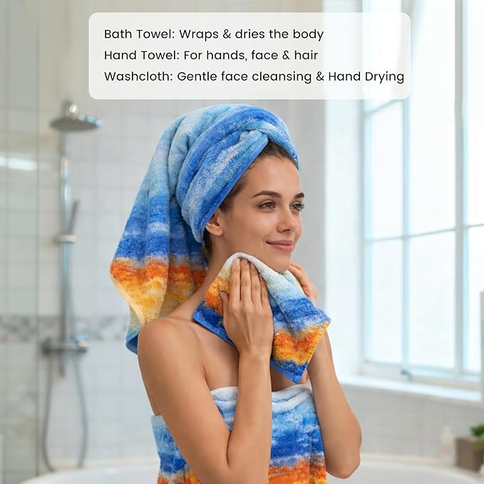 SEMAXE 12-Piece Family Bathroom Towel Set