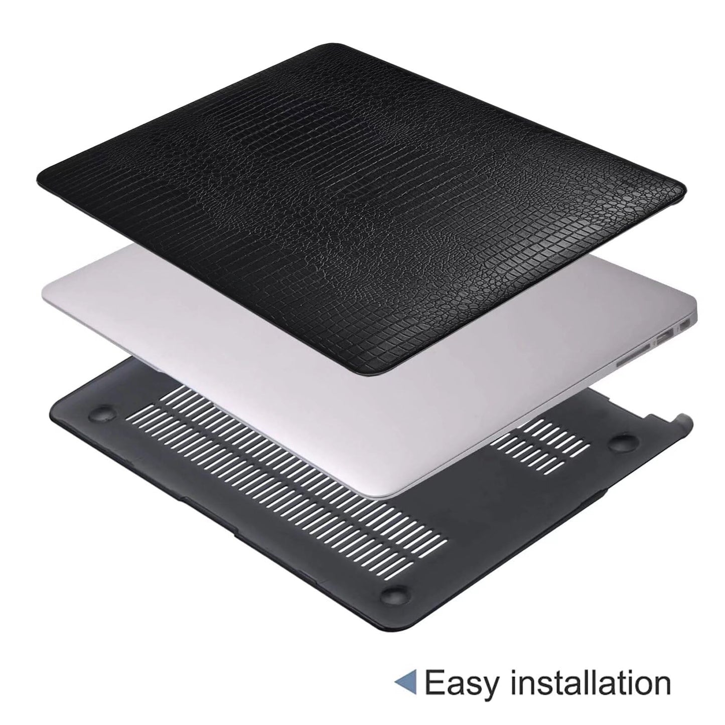 MOKASE Compatible with MacBook Air 13 inch Case 2021 2020 M1 A2337 A2179 A1932 with Touch ID, Hard Shell Leather Case & Keyboard Cover for New Air 13 inch with Touch ID 2018-2021, Black Leather