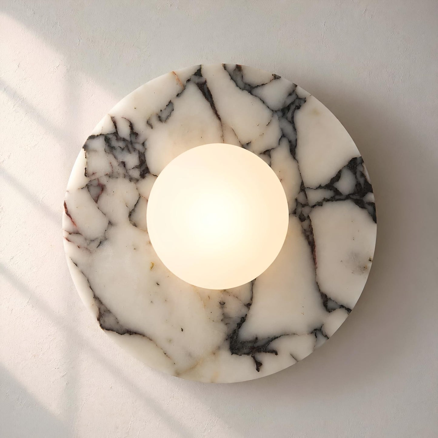 YMDHFS Natural Alabaster Wall Sconce White Marble Sconce with Glass Globe Mid Century Marble Stone Wall Mount Lamp Hardwired for Living Room Dining Room Stairs Bedroom Cafe Hallway