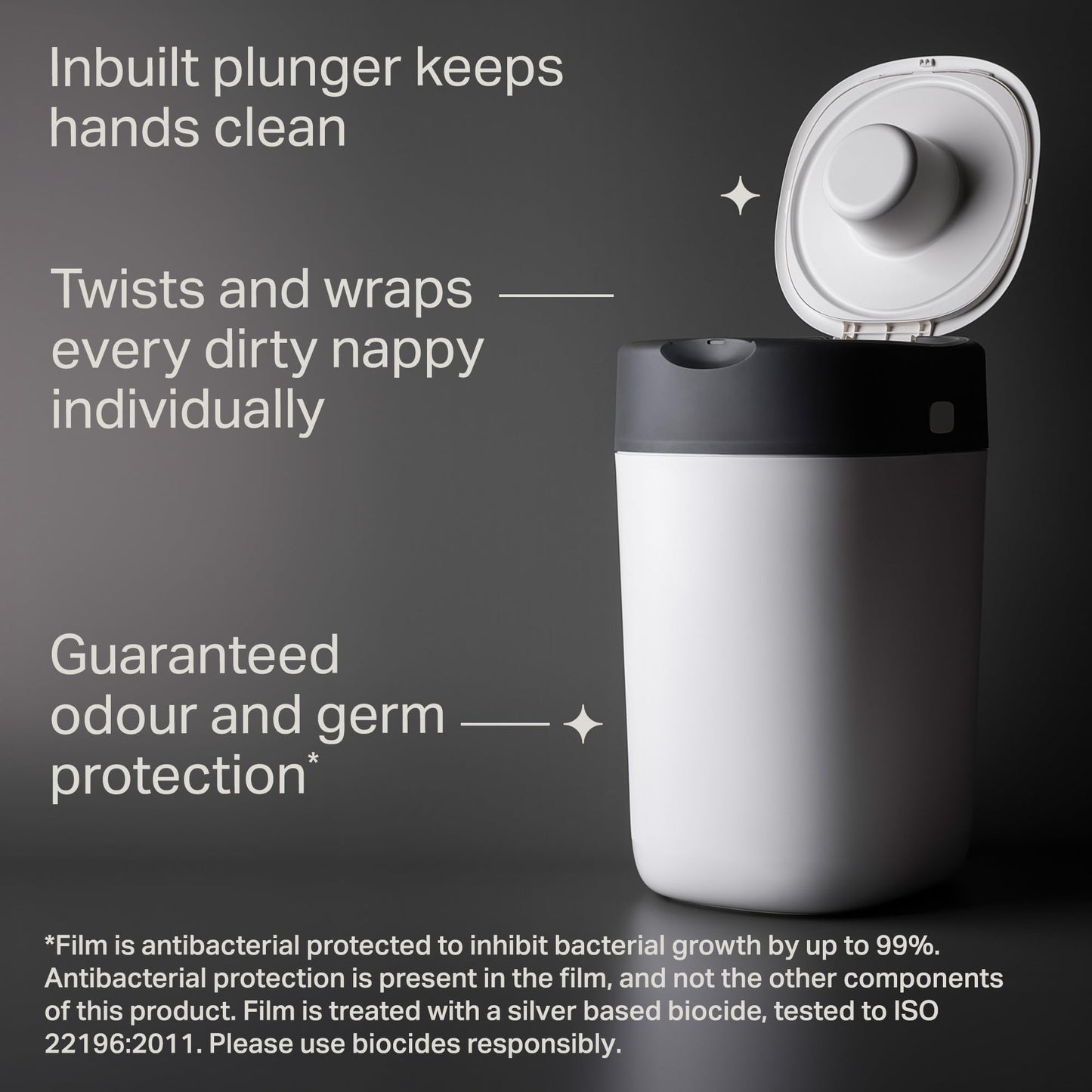 Tommee Tippee Twist & Click Nappy Bin, Exclusive Pack with 2 Refill Cassettes (1 Pre-Loaded, 1 Extra), Guaranteed Odour & Germ Protection, Large Capacity, Pack May Vary