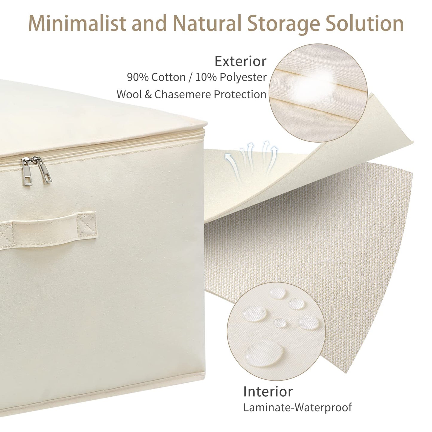 Canvas Comforters Bags Closet Organizers and Storage for Quilts Clothes Organization Containers Bins with Sturdy Zipper, Clear Window 75L for Sweaters Blankets Storage Bedroom Collapsible
