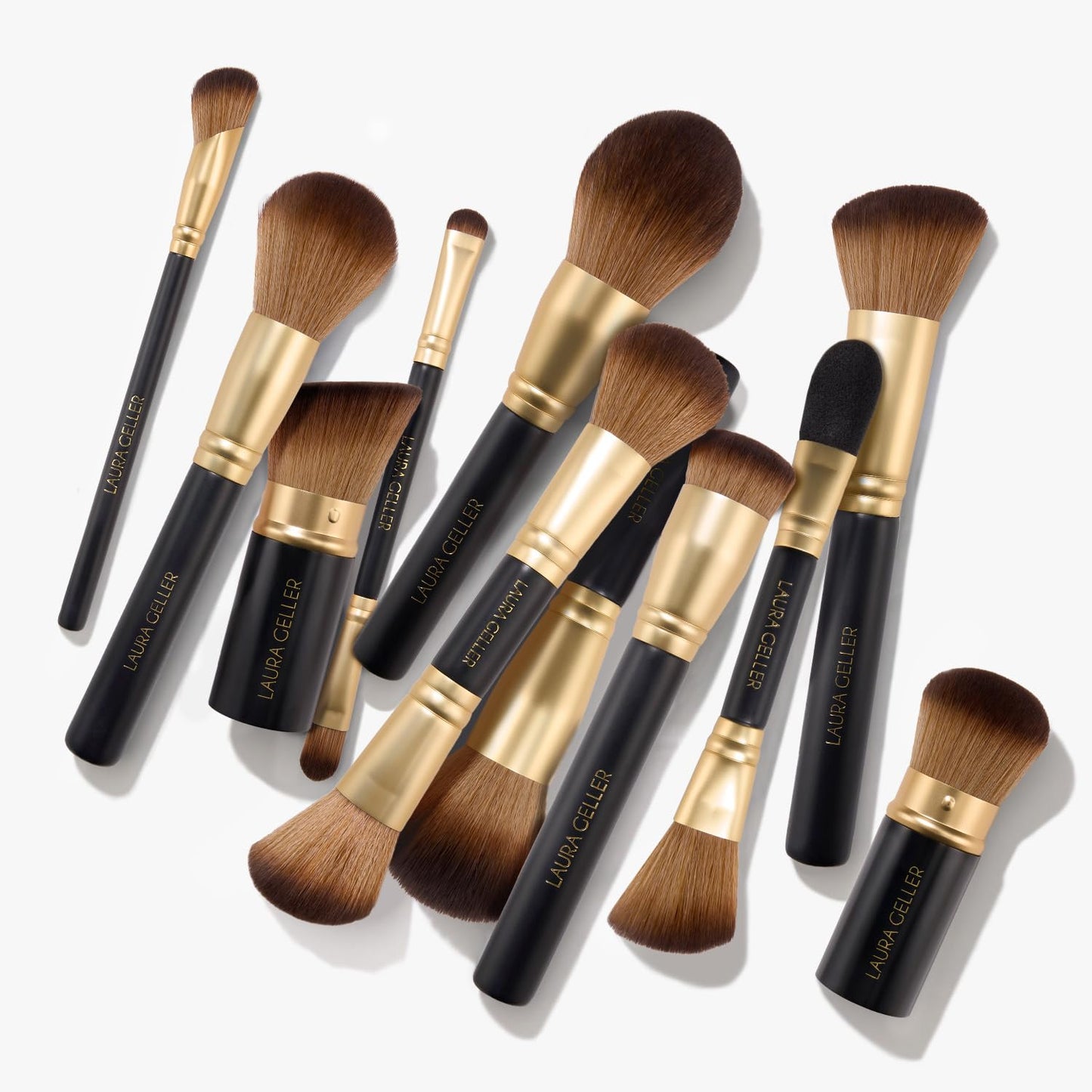 LAURA GELLER NEW YORK Retractable Black Kabuki Brush for Liquid, Cream and Powder Face Makeup With Aluminum Handle