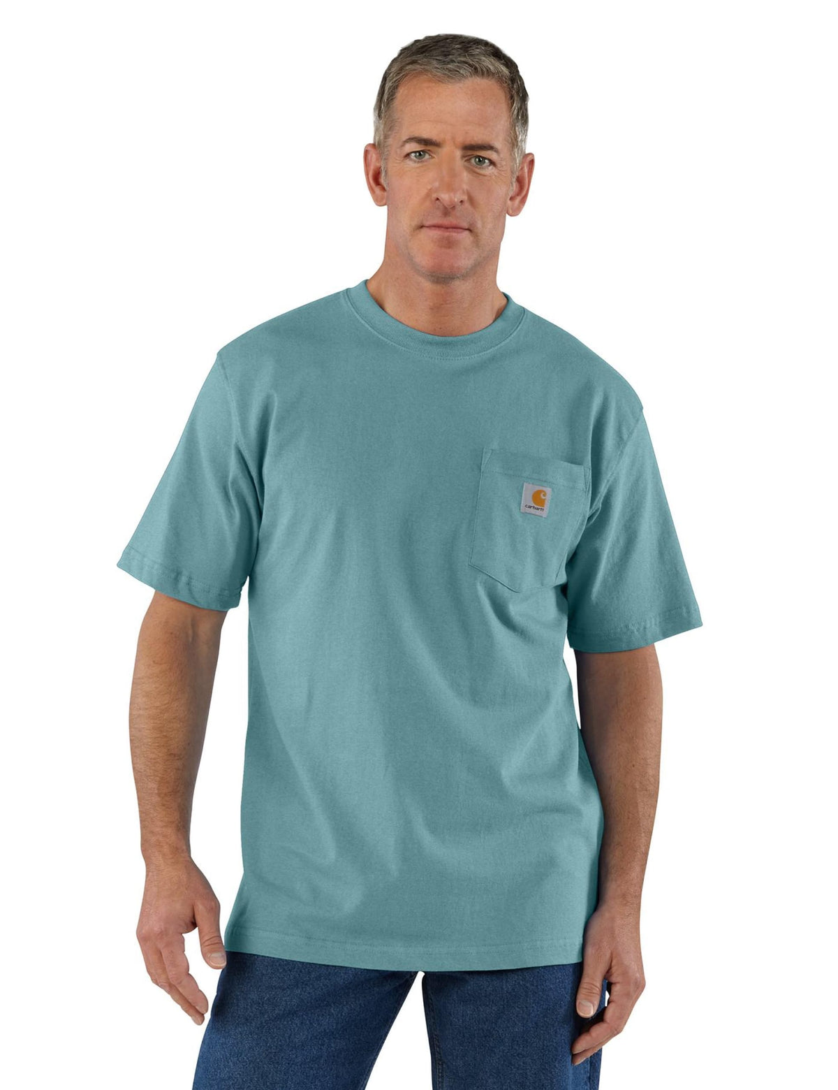 Carhartt Men's Loose Fit Heavyweight Short-Sleeve Pocket T-Shirt, Summer Blue Heather, X-Large