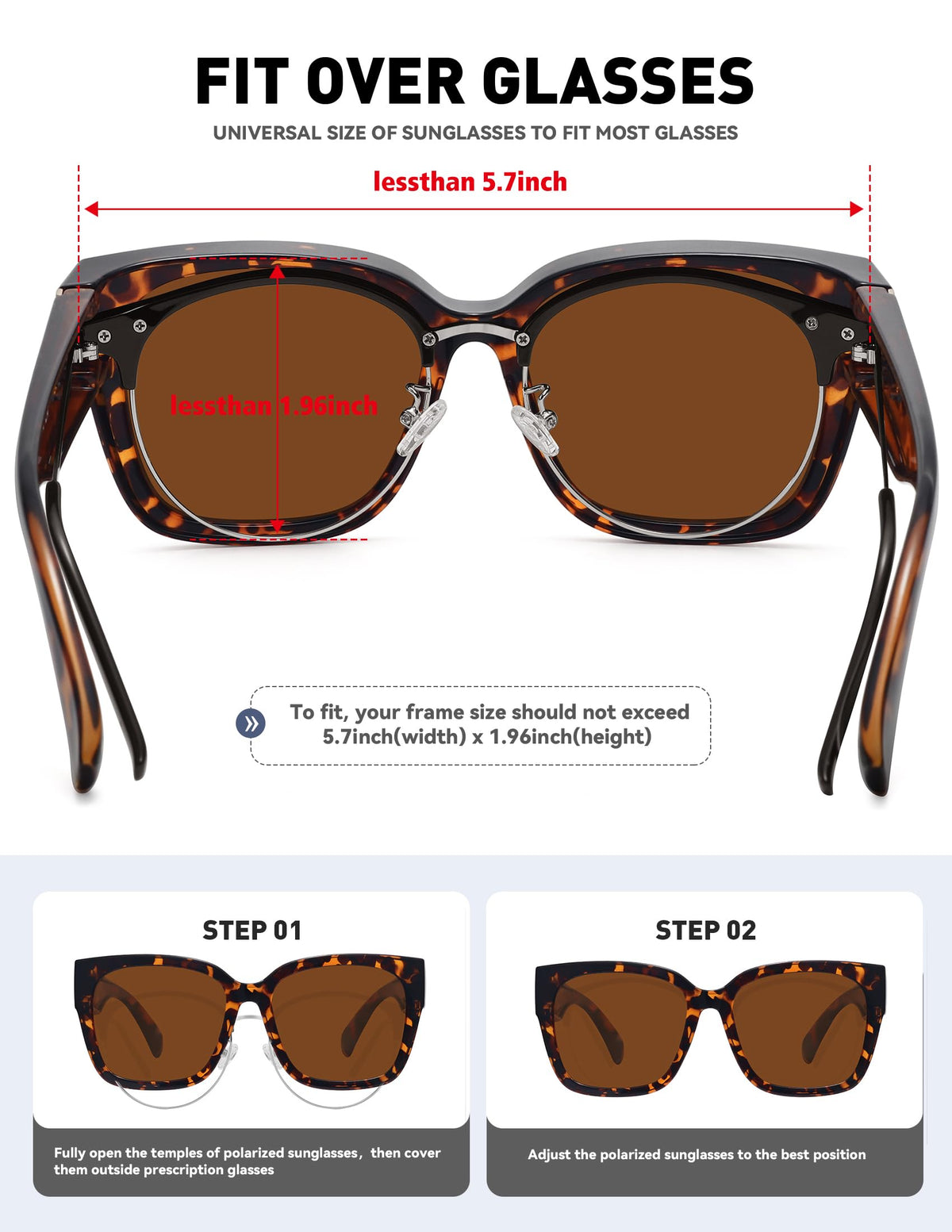 MEETSUN Fit Over Glasses Sunglasses for Women Men Large Trendy Polarized Sunglasses for Driving UV Protection Brown Tortoise