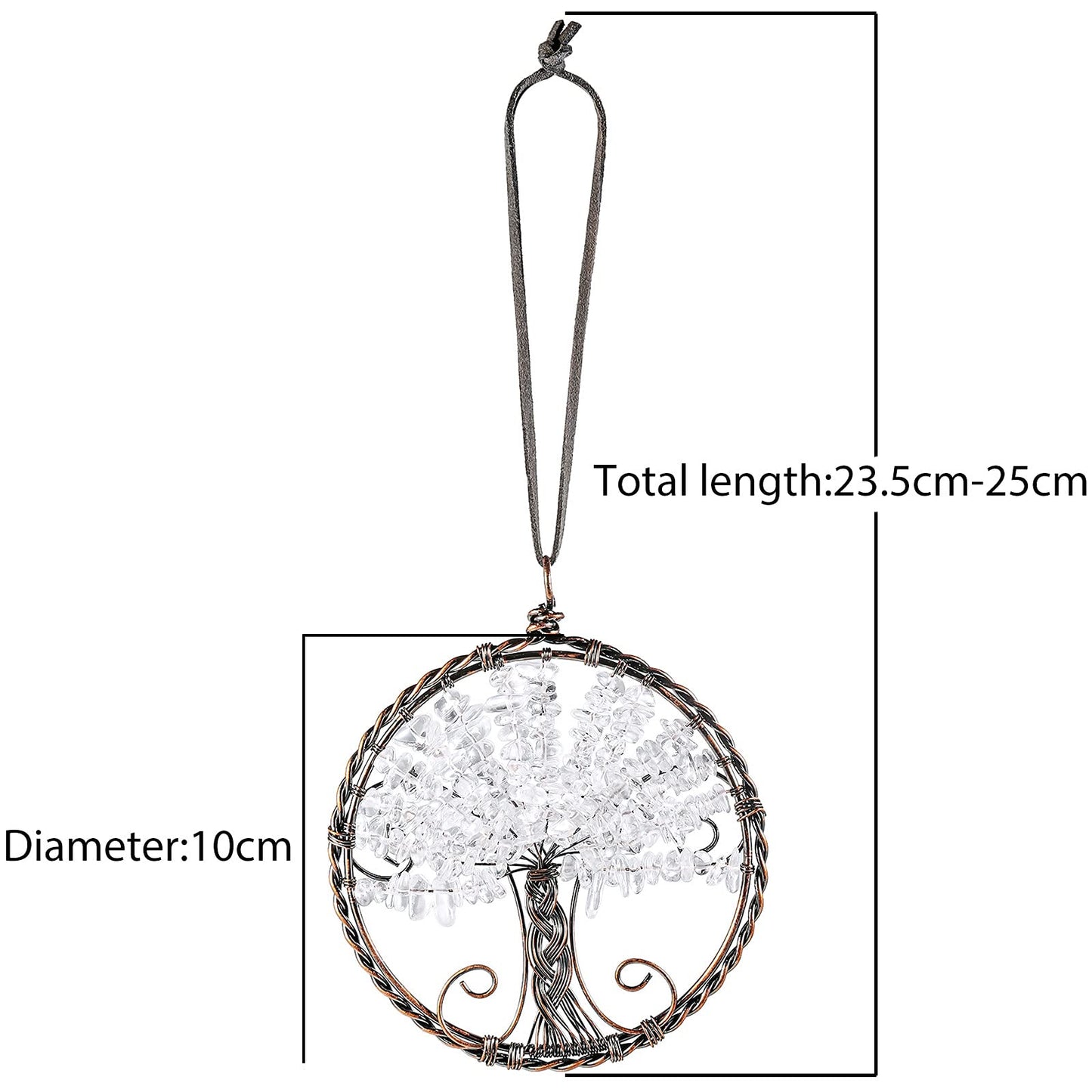 mookaitedecor Rock Crystal Tree of Life Hanging Ornament Reiki Healing Tumbled Gemstones Wall Hanger for Car Window Home Decoration