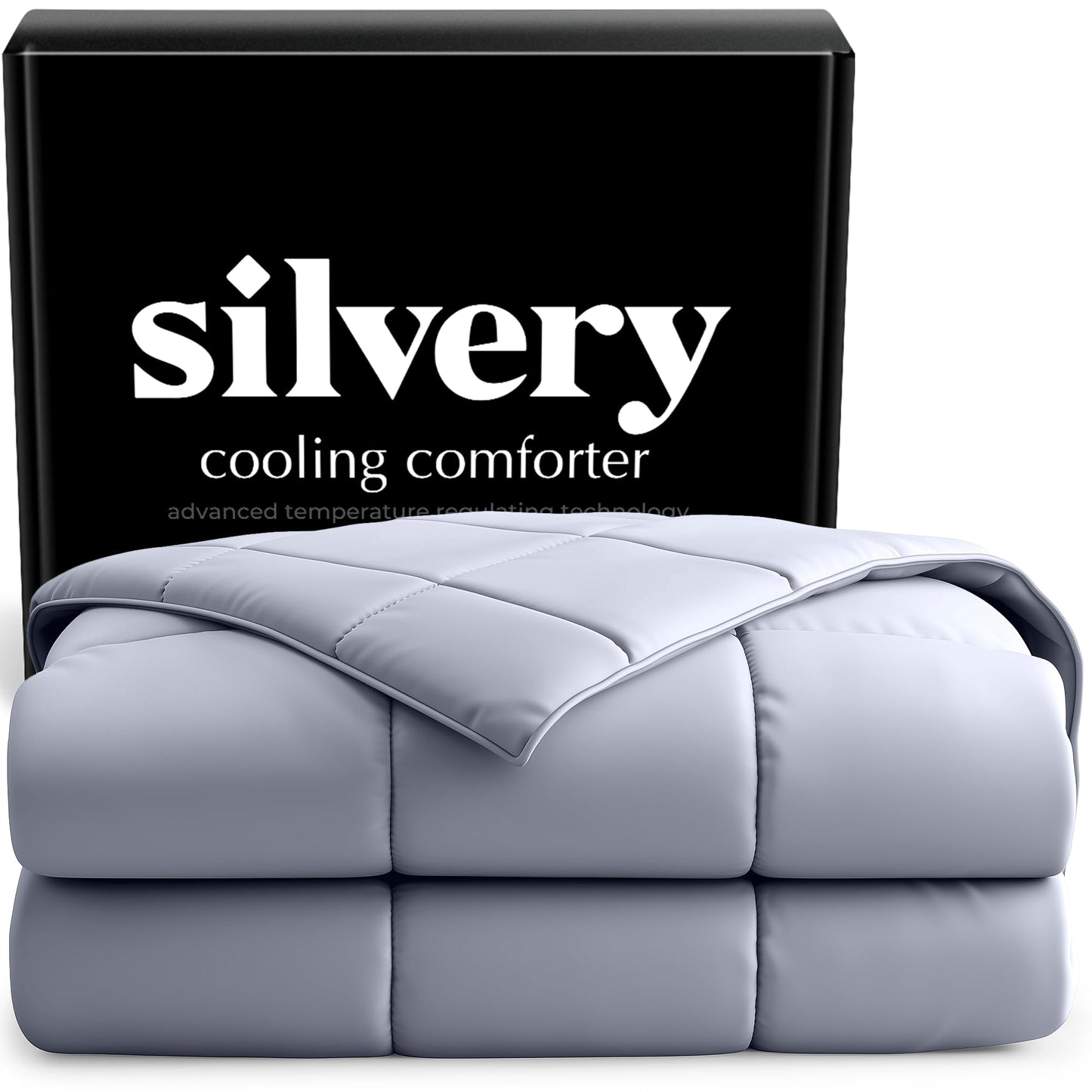 Silvery Silver-Infused Cooling Comforter – Award-Winning Self-Cooling Blanket for Hot Sleepers with Self-Cleaning Silvery Technology for Sweat-Free & Cool Sleep (Gray, Twin/Twin XL (68" x 90"))