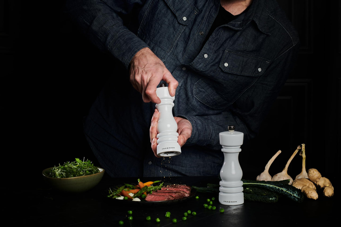 Cole & Mason London Refillable Spice Mill - Kitchen & Home Accessory - Table Salt Grinder - Salt Mill with Ceramic Mechanism - 7", White Gloss