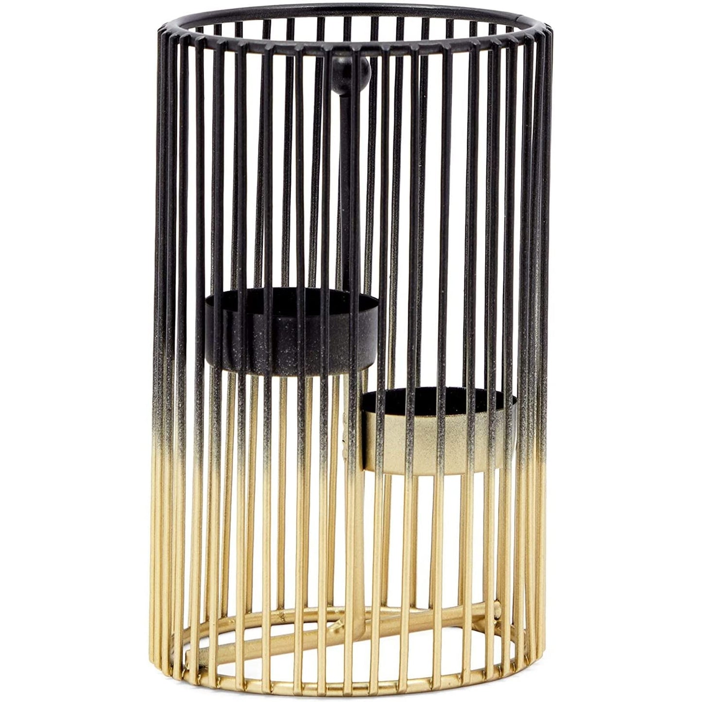 Juvale Metal Geometric Candle Holders - Gold Candle Holder Set - Versatile Table Centerpiece & Coffee Table Decor - for Tealight & Taper Lights - Pack of 2, 4 x 6 in & 4 x 8 in