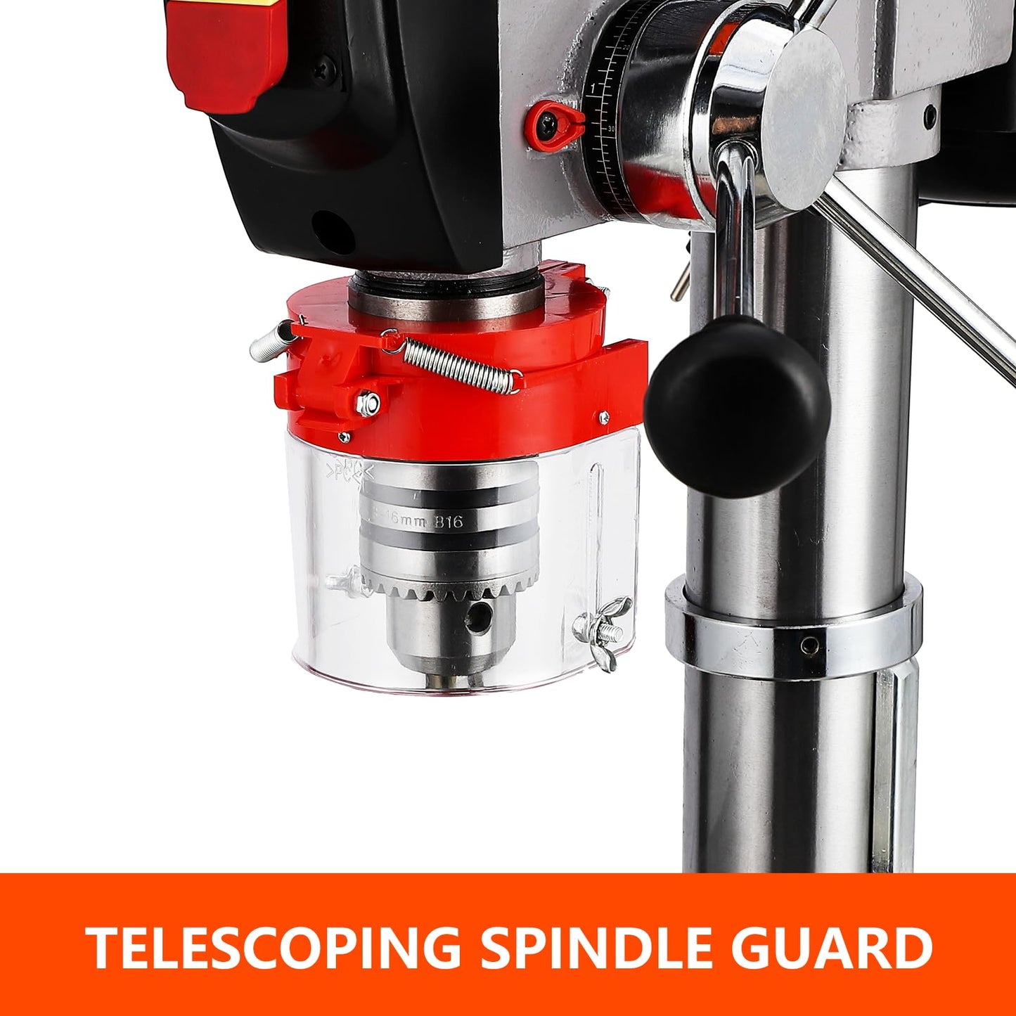13 in Floor Drill Press, 7.5 Amp 120V, 288-3084 RPM Variable Speed Cast Iron Bench Drill Press, 0-45°Tilting Worktable, Tabletop Drilling Machine for Wood Metal