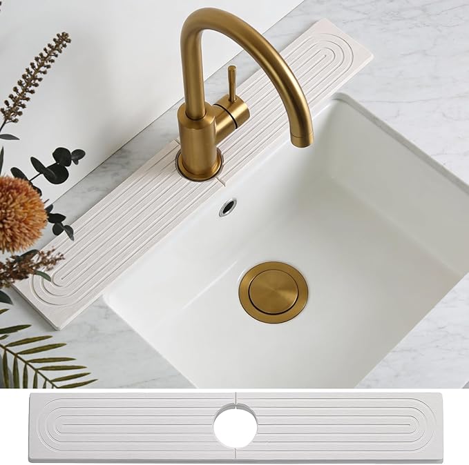 Quick Dry Absorbent Diatomaceous Earth Faucet Mat, Sink Water Splash Guard &