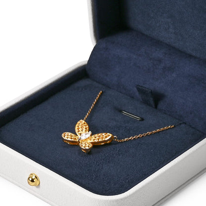 Woodten Blue Velvet Interior Jewelry Gift Box for Necklace & Pendant - Premium PU Leather Jewelry Necklace Elegant White Jewelry Box for Gift