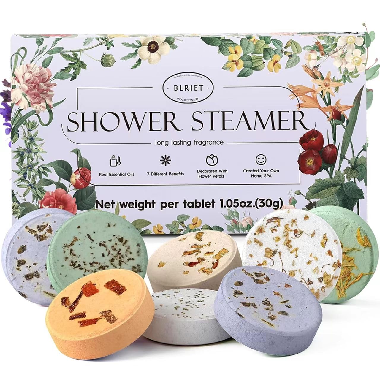 Shower Steamers Aromatherapy Blriet, Gifts for Women, Teen Girls, Wife, Her, Mom, Valentines Day Gifts Birthday Galentines Decoration Travel Essentials Self Care Home Spa Relaxation - 8 Pack