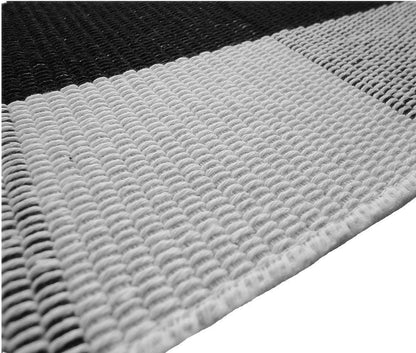 LEVINIS Buffalo Plaid Outdoor Rug - Retro Farmhouse Tartan Checkered Door Mat Black and White Hand-Woven Washable Floor Rugs for Kitchen/Bathroom/Entry Way/Laundry Room, 24'' x 51''