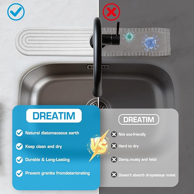 Diatomite Stone Faucet Mat For Kitchen Sink-Absorbent Fast Drying Stone Sink