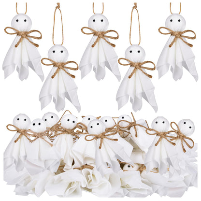40 Pcs Small Halloween Ghost Hanging Ornaments, 4Inch Mini Halloween Cute Ghost Tree Ornaments Decor for Bedroom, Classroom, Yard, House Party