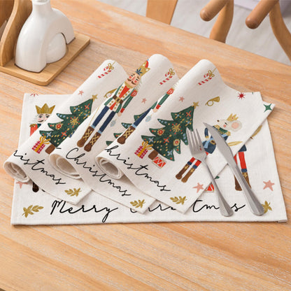 ZCHOMI Nutcracker Merry Christmas Placemats Set of 4, 12x18 Inch Gift Box Winter Table Place Mats for Kitchen Dining Home Party Decor