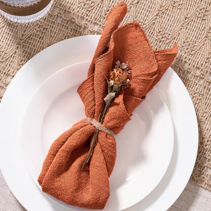 MLMW Fall Thanksgiving Cloth Napkins Set of 6 Terracotta Dinner Cotton Linen Napkins Bulk Washable 16.5"×16.5" for Wedding Party Baby Shower Bridal Shower Birthday