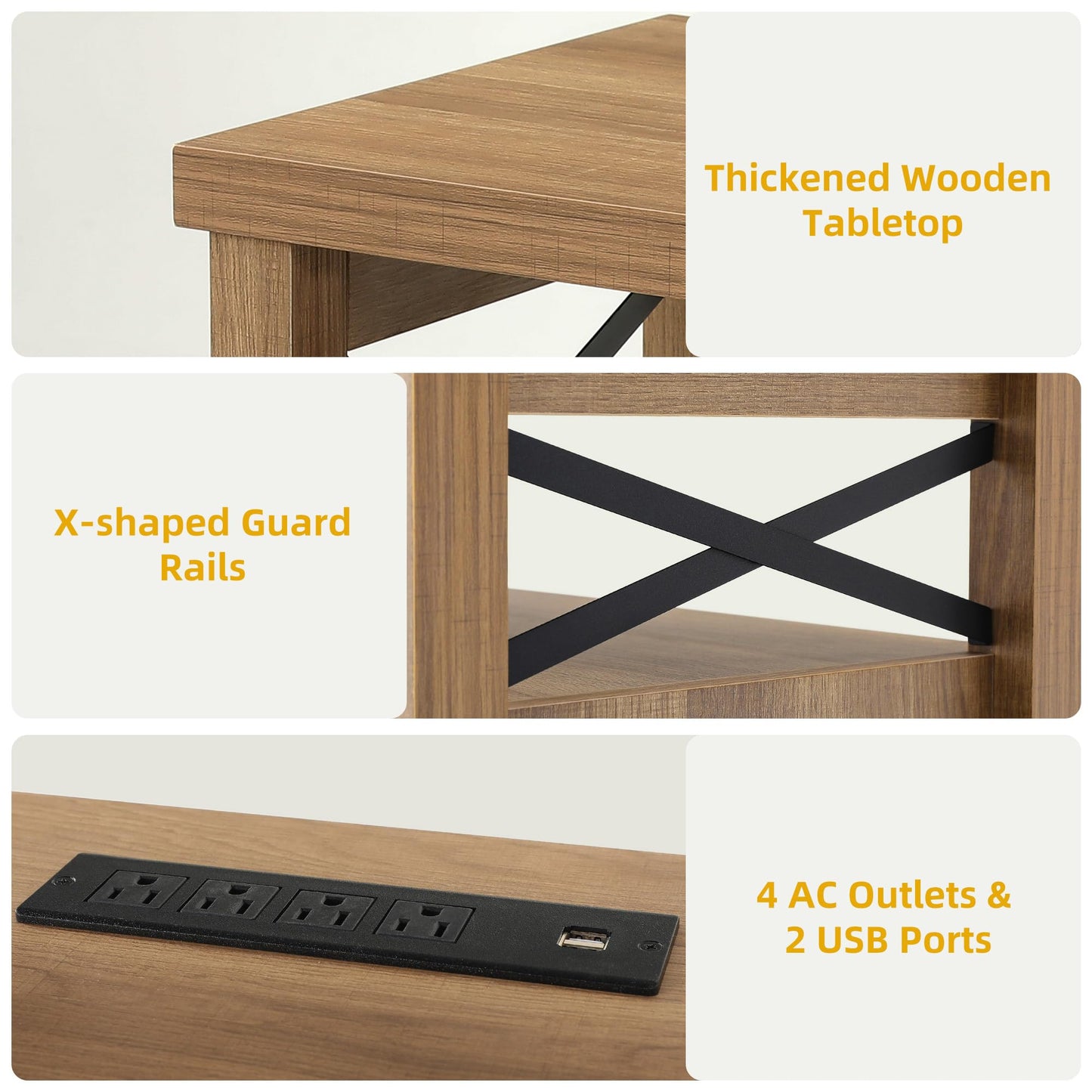 DWVO Farmhouse TV Stand for 65 inch TVs, LED Entertainment Center with Storage, TV Console with Power Outlets, Wooden Bar Coffee TV Table with Shelves for Living Room (Oak)