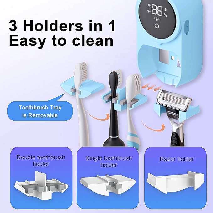 Toothbrush Holder and Cleaner Razor Holder/Dryer Light Cleaning and Air Drying