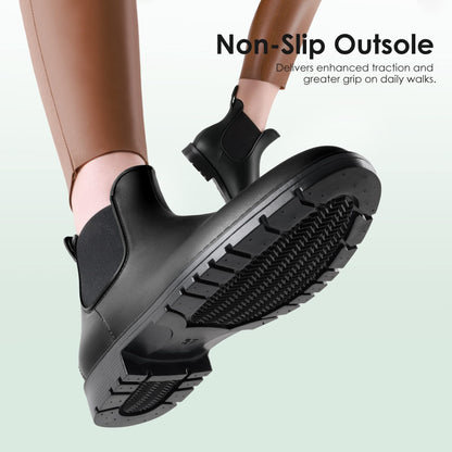 DREAM PAIRS Wellington Boots Women Ankle Ladies Wellies Short Chelsea Booties Waterproof Rain Boots Black Size 6 UK SDRB2201W-E