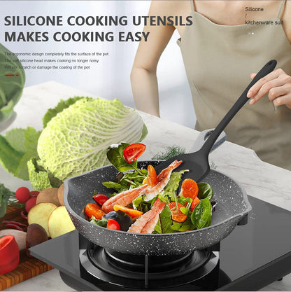 AOTHOD Silicone Cooking Utensils Set - 446°F Heat Resistant Kitchen Utensils,Turner Tongs,Spatula,Spoon,Brush,Whisk,Kitchen Utensil Gadgets Tools Set for Nonstick Cookware,Dishwasher Safe (BPA Free)