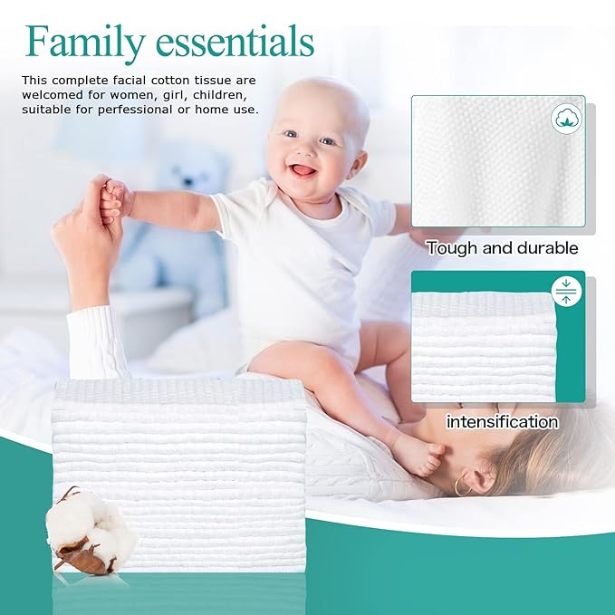 Soft Disposable Face Towel, Cotton Facial Dry Wipes 100 Count, Cotton Dry Wipes