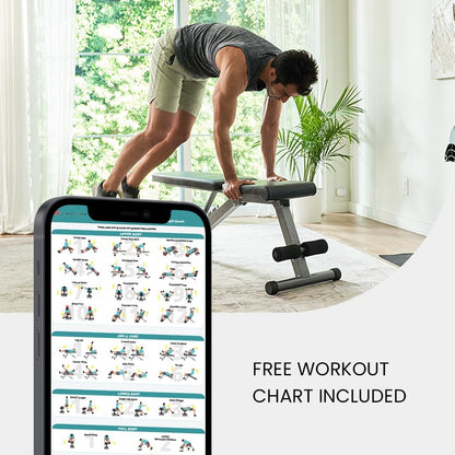 FF Finer Form 5-in-1 Weight Bench, Adjustable & Foldable for Bench Press, Strength Training and Full Body Workout, Perfect for Dumbbell Sets or an Adjustable Dumbbell Set in Your Home Gym