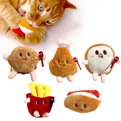 Petinstinct Cat Toys Hamburger, 5 Pack Catnip Toys Bread for Indoor Cats, Cute Durable Kitten Chew Toys, Interactive Cat Kicker Toys for All Breeds, Catmint Kitten Teething Toys