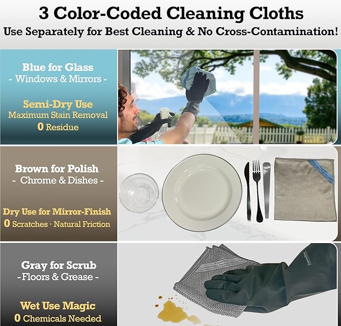 Lint-Free Streak-Free Glass Cleaning Cloth 3-Pack