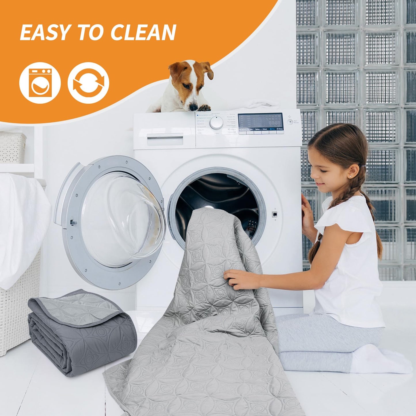 PICK FOR LIFE Waterproof Dog Blanket For Bed, 157×208cm Dog Blankets Washable Soft Reversible Puppy Blankets Anti Scratches Dirty for Bed Sofa Furniture (Light/Dark Grey)