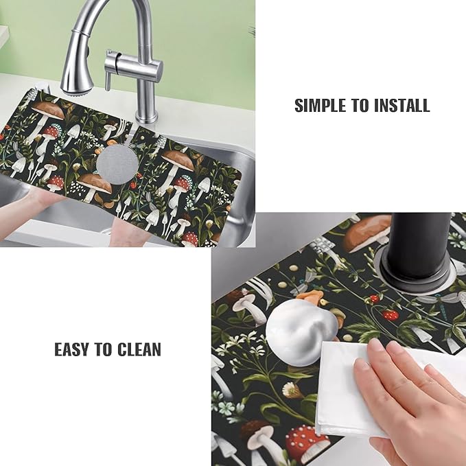 Sink Faucet Absorbing Mat, 2 Pack Drying Mat Around Faucet Sink Splash Guard