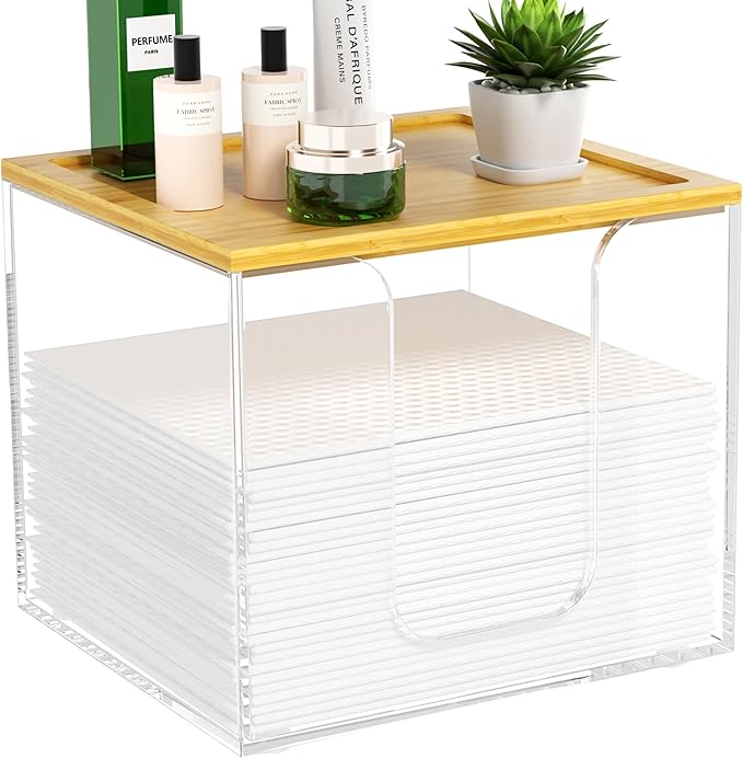 VITVITI Disposable Face Towel Holder Box, Acrylic Facial Towel Container