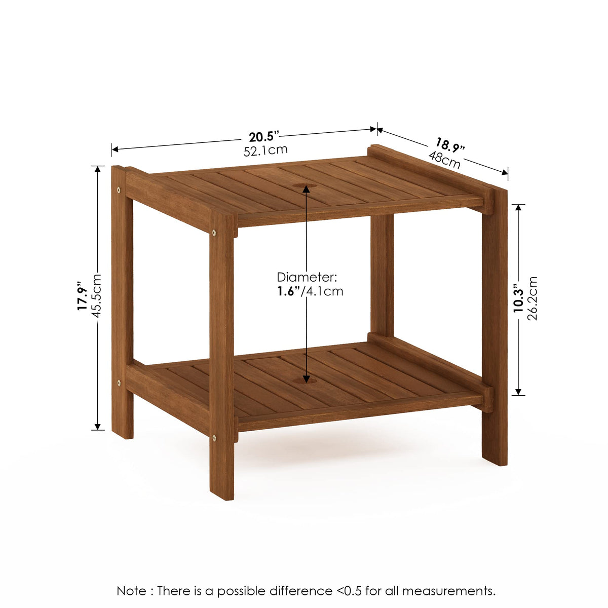 Furinno FG19840T Tioman Hardwood Mississippi Side Table, Natural