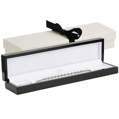 Noble Piano Wood Bracelet Box - Luxury Bracelet Gift Box - Jewelry Gift Box for Bracelet - Comes with Two Piece Packer and Ribbon (Black)