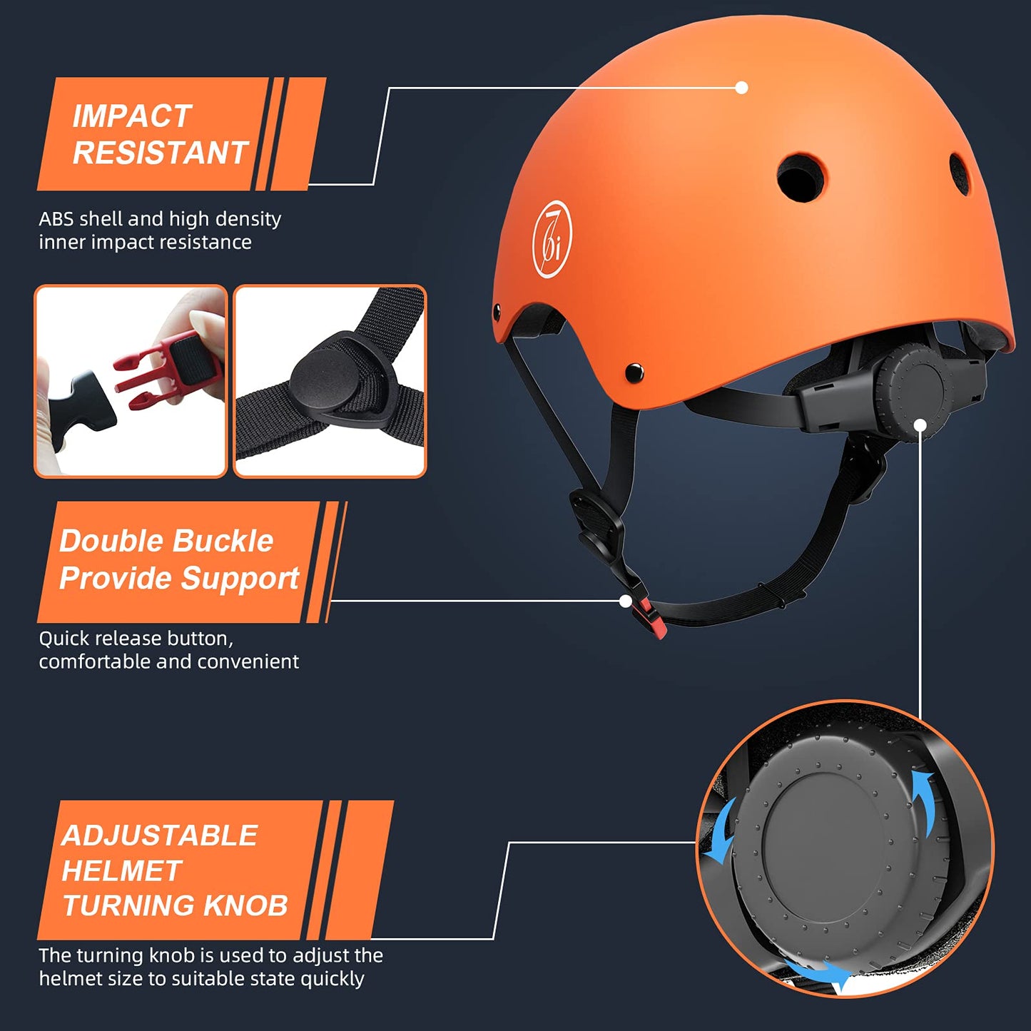 67i Bike Helmet for Adults & Kids 8-14 - Adjustable L (22.83”-23.82”) Lightweight Ventilated Cycling Helmets with 11 Vents (Orange)