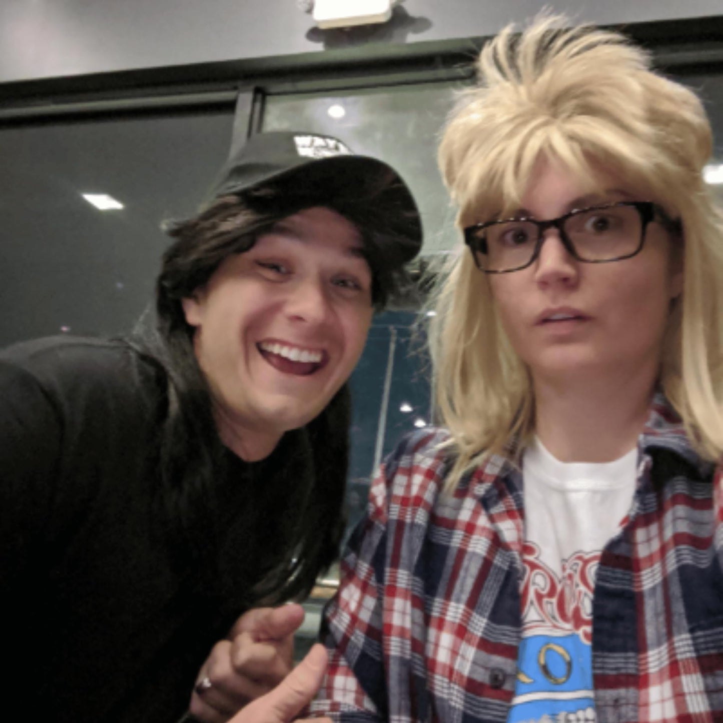 ALLAURA - Garth Algar Wig 90s Guitar Rocker Blonde Mullet Wig + Black Glasses - Mens 80s Punk Heavy Metal Blonde Mullet Wigs