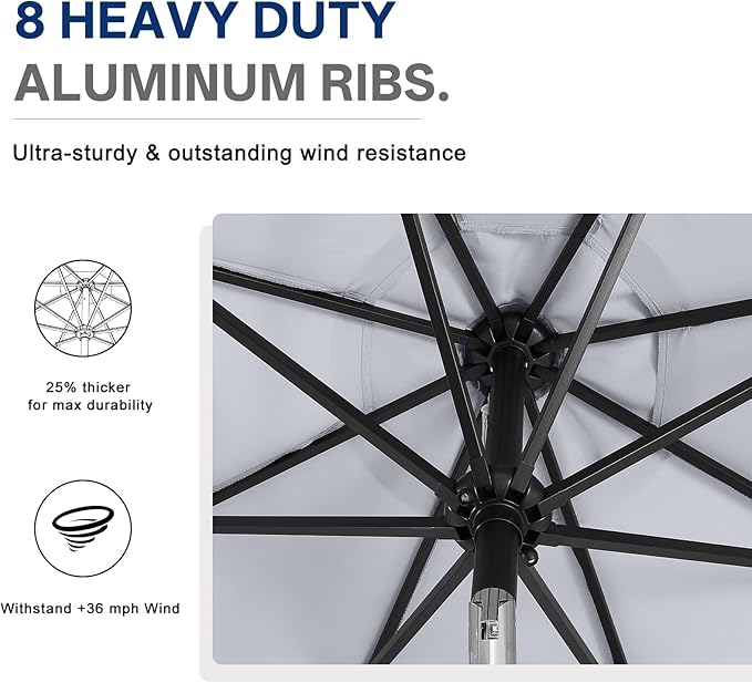 ABCCANOPY 10FT Durable Solar Led Patio Umbrellas with 32LED Lights (Gray)