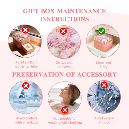 Preserved Pink Rose with Cross Golden Necklace,Eternal Rose Gift Set in Premium-Quality Pink Gift Box,Atmospheric Pink Setting for Mother’s Day,Birthday,Anniversary,Graduation,Valentine’s Day