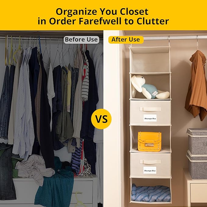 2 Pack 6 Shelves Hanging Closet Organizer