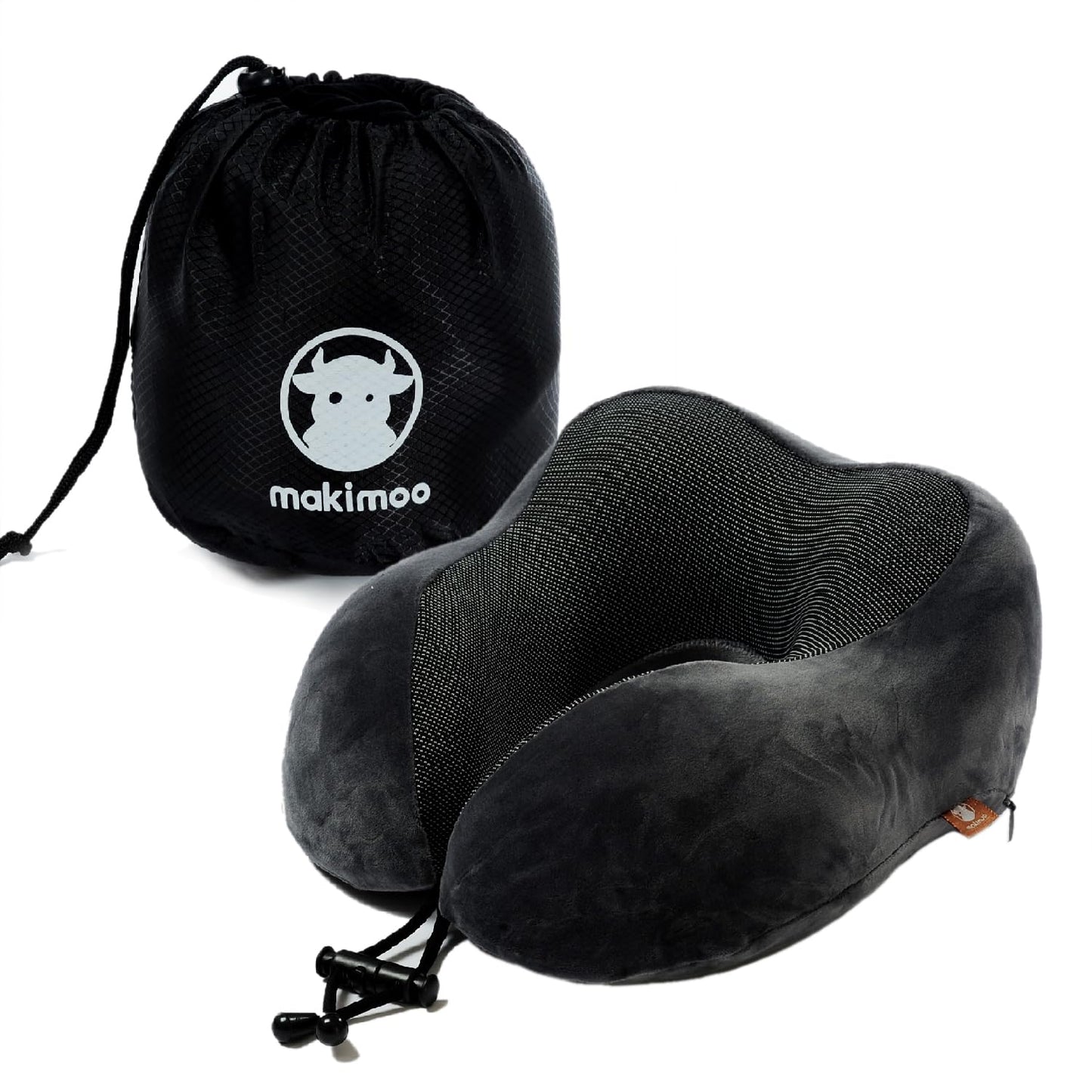 Memory Foam Travel Pillow, Neck Pillow with 360-Degree Head Support, Comfortable and Lightweight, Ideal for Sleeping on Airplane, Car, Train, Bus and Home Use, Comes with Storage Bag (Black)