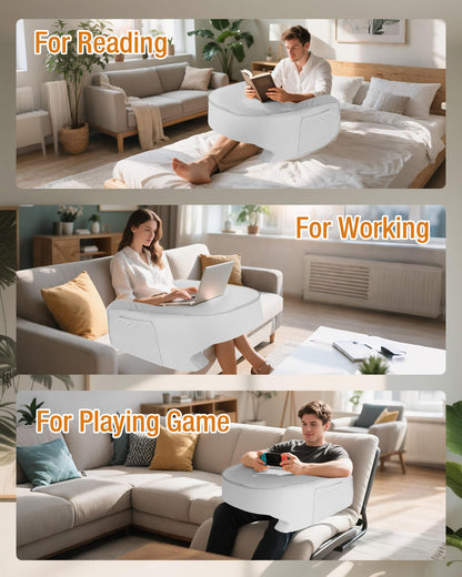 ASIEIT Lap Desk for Adults, 23.2" D x 20.8" W Memory Foam Gaming Pillow Desk with Arm Rest & Pocket, Bed Desk & Reading Pillow for Working, Gaming, Crochet on Couch, Bed, Carpet