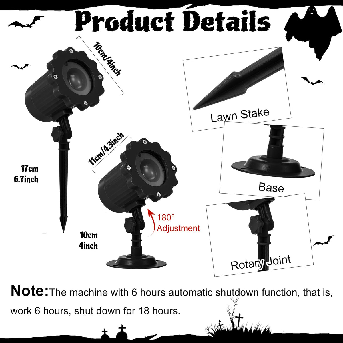 Treela Halloween Projector Lights Outdoor Cute Ghost Lights Decoration Dynamic Outside Indoor LED Landscape Lamp for Holiday Garden Supplies