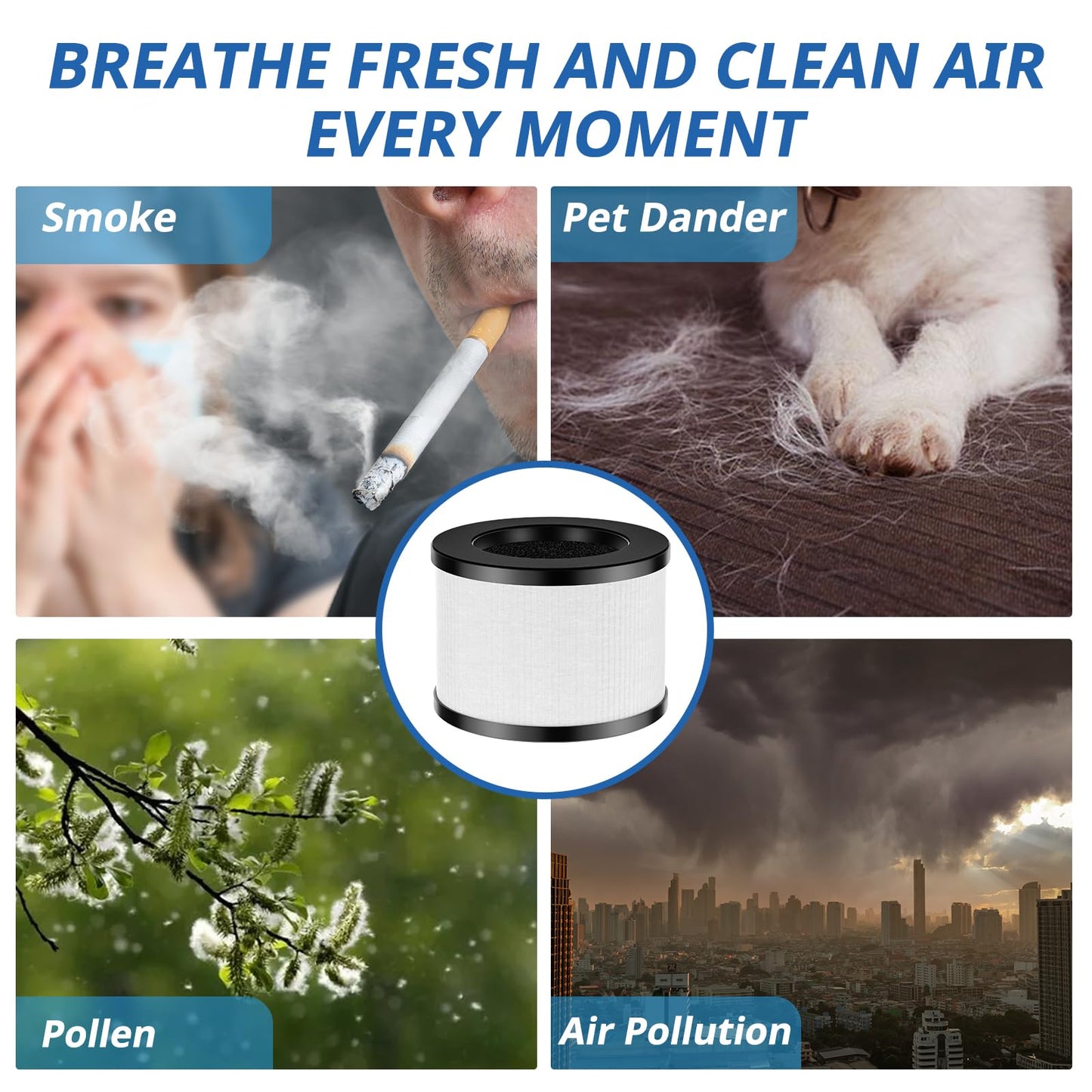 2 Pack TZ-K1 Replacement Filter Compatible with ToLife TZ-K1 Air Puri-fier, MK01 MK06, FreAire KN6391 Air Purifiers and VOOPNU DH-JH12 Air Purifier, 3-in-1 HEPA High-Efficiency Activated Carbon Filter