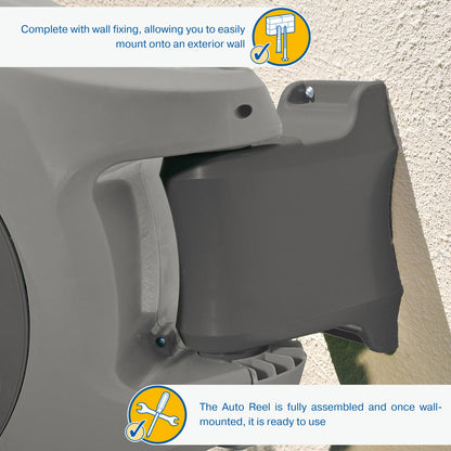 HOZELOCK - Auto Reel Wall-mounted 40m: Easy to Install, Child-lock, Auto-rewind, Ready-to-use with Nozzle, Fittings, Hozelock Hose and Accessories Included 5 Year Guarantee* [2595R8000]