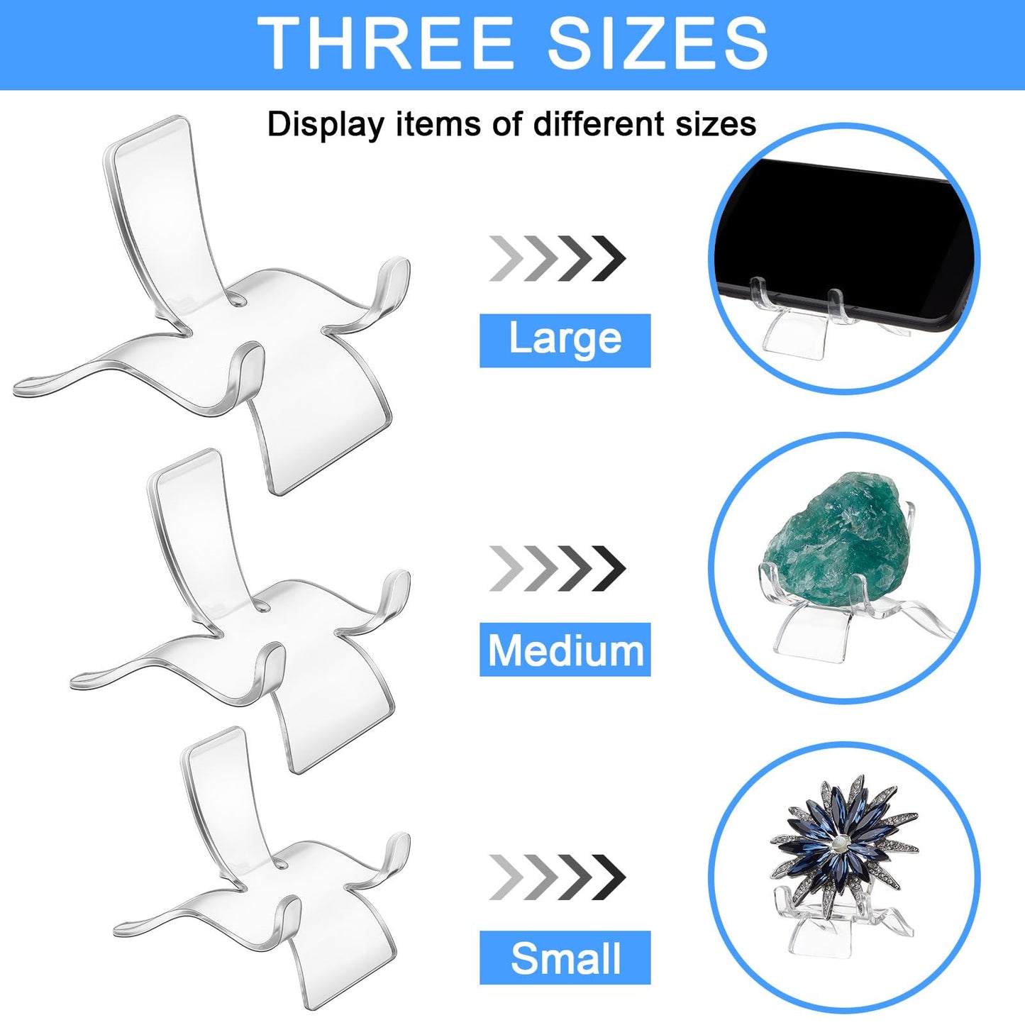Qunclay Rock Display Stand 3 Sizes Crystal Stands for Display Sphere Acrylic Crystal Holder for Stones Rock Geodes Mineral Agate Coral Gemstone Small Collectibles(24 Pcs)