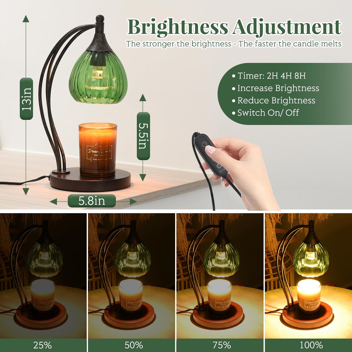 Candle Warmer Lamp, Electric Candle Warmer with Timer Dimmer - for Scented Jar Candles - Melter Lamp for Housewarming Gifts New Home Decor