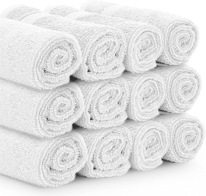 White Classic Luxury Cotton Washcloths 13x13 Inch