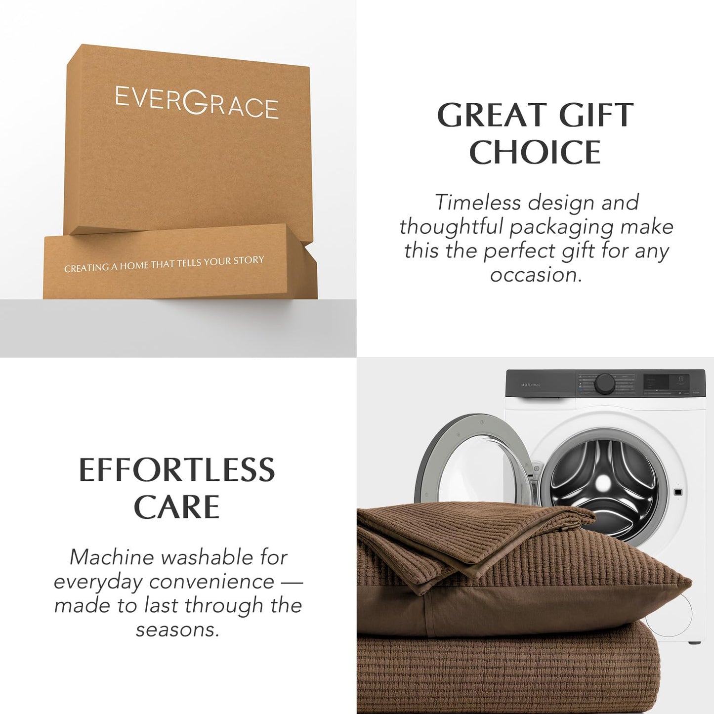 EVERGRACEHOME Cotton Coverlet Set King Size 3 Pieces, Lightweight Soft Ribbed Matelassé Bedspread Quilt Set, Cozy Oversized Quilted Bedding Set with 2 Pillow Shams for All Seasons, Sienna Brown