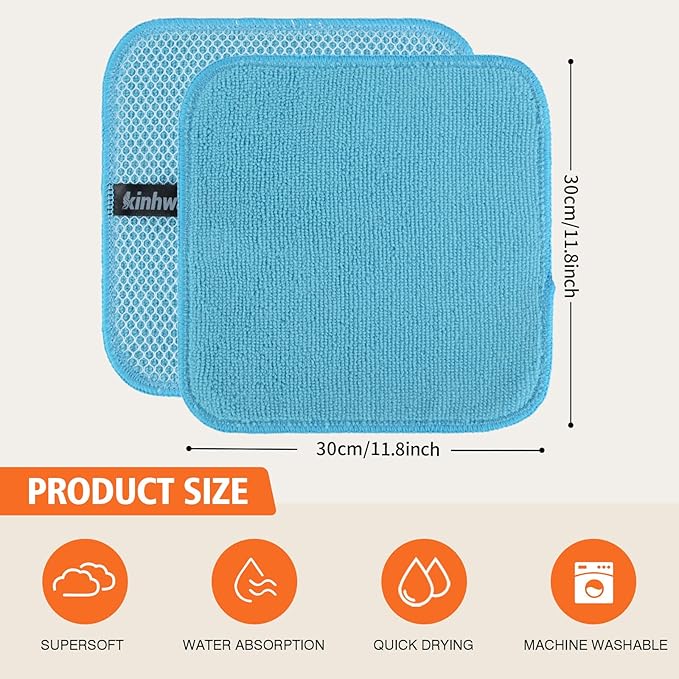 KinHwa Kitchen Washcloths for Dishes Absorbent Microfiber Dish Cloths Quick Dry