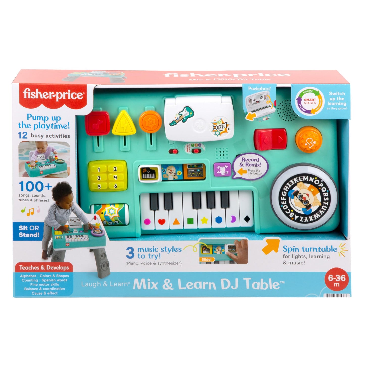Fisher-Price Baby & Toddler Activity Table, Laugh & Learn Mix & Learn DJ Table, Musical Learning Toy with Lights & Sounds, UK English Version, HTK83